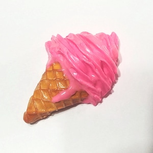 Pink Soft Serve Ice Cream Magnet, Miniature Polymer Clay Fake Food Magnets