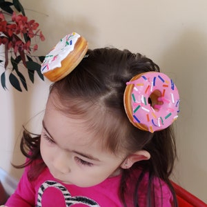 Realistic Pink Valentines Faux Donut Hair Clip, Lightweight large donut Hair Clip, Headpiece, Fascinator image 3