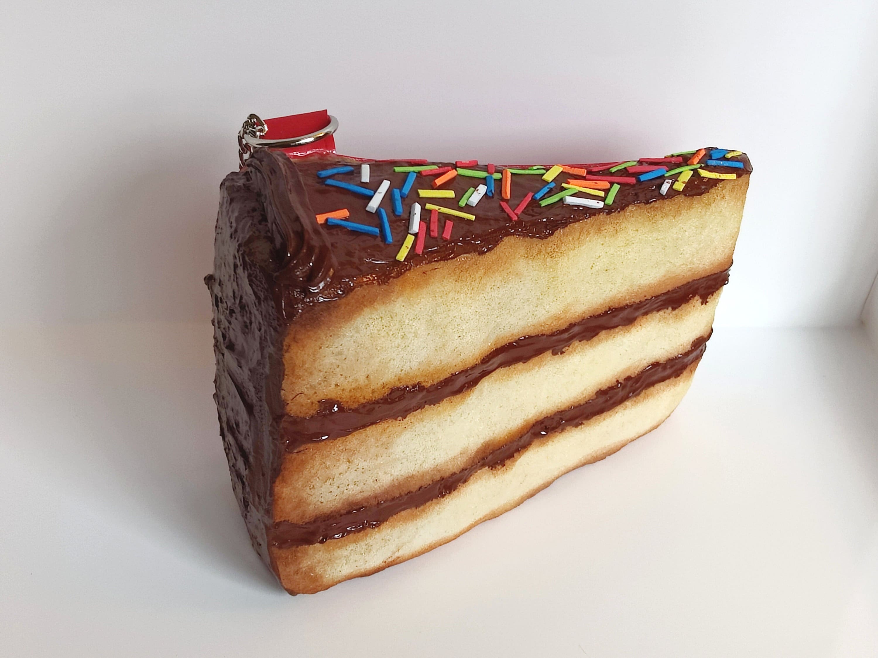 Faux Cake slice with Chocolate Sprinkled Frosting Purse / Clutch , Unique Statement Handbag, Funny Novelty Gift