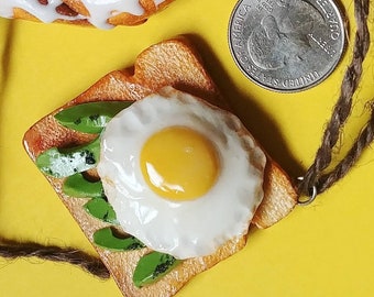 Miniature Avocado Toast with Egg Christmas Ornament / Unique Funny Modern Christmas Gift Decor