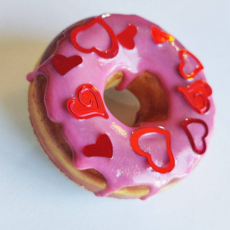 Realistic Pink Valentines Faux Donut Hair Clip, Lightweight large donut Hair Clip, Headpiece, Fascinator image 1