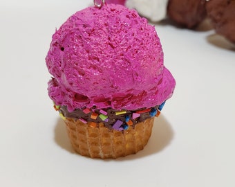 Ice Cream on Waffle cone cup Necklace, Realistic Fake food Jewelry, Fun Gift