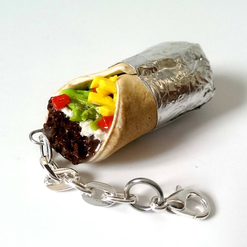 Burrito Charm Keychain Miniature Burrito Necklace Food Jewelry Etsy