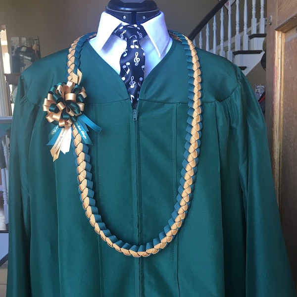 Cal Poly SLO Single Braided Graduation Ribbon Lei, Braided Ribbon Lei, Ribbon Lei for graduation, Graduation Lei