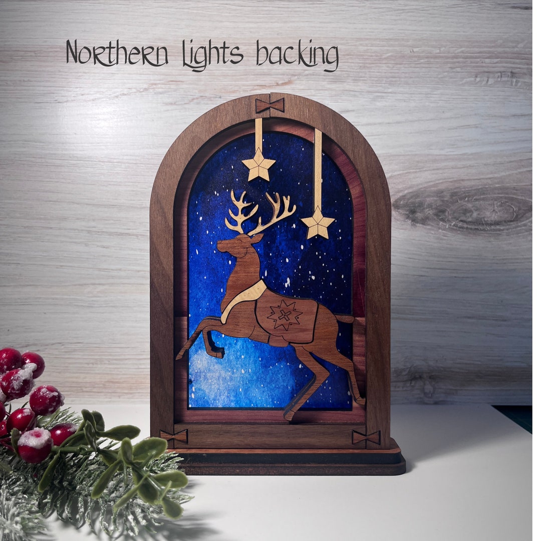 Wood Arch Mantle Piece, Reindeer Mantle Piece, Mantle Art, Wood ...