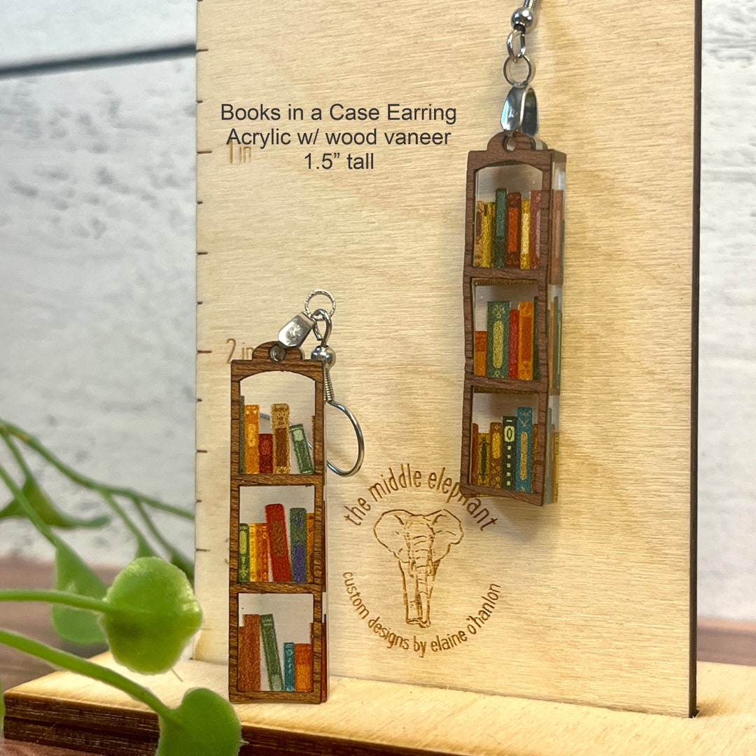 Book Lover Earrings Books Bookcase Earrings Book Earrings Etsy
