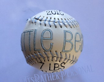 Custom Embroidered Baseball~Embroidered Softball~Newborn baseball gift~Team Baseball~Personalized Baseball