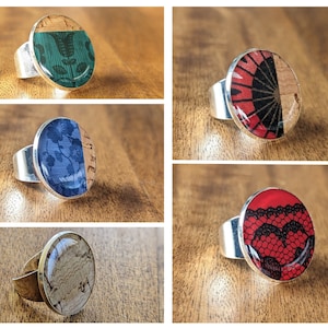 Handmade Rings, Resin rings, Large rings, Round rings, Boho chic resin rings, Adjustable rings, Bezel rings, Art rings, Fashion rings
