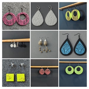 Handmade Earrings, Polymer clay earrings, Pendant earrings, Boho chic earrings, Fimo earrings, Colorful earrings, Textured earrings