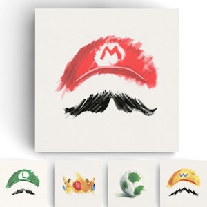 Mario Art Prints 10x10 Mario prints Giclee Print Fine art Mario paintings Minimalistic Art Print