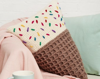 ice cream crochet cushion/ crochet pillow/ crochet cushion/ crochet pattern/ crochet homewares/ crochet home decor/ crochet cushion pattern