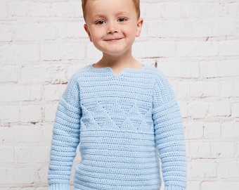 apollonius jumper/ crochet boys jumper/ crochet kids sweater/ crochet children's pullover/ crochet pattern/ kids crochet jumper/
