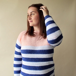 Crew Neck Crochet Sweater PDF Pattern/ XS-5XL sizes/ chest circumference 80-162cm/ women&#39;s crochet sweater/ crochet pullover/ jumper/