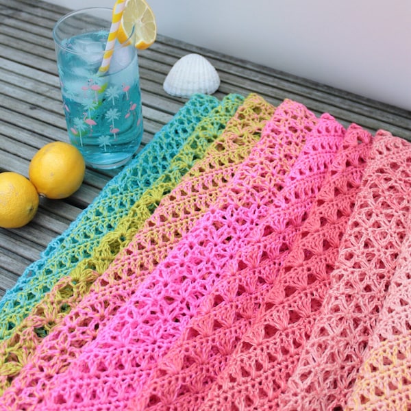 lacy crochet shawl/ crochet wrap/ crochet scarf/ crochet shawl pattern/ summer lacy crochet shawl pattern/ six weeks of summer shawl pattern