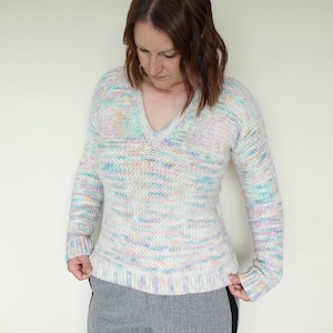 Easy V neck Crochet Sweater Pattern For Women | PDF instant download | XS-5XL (31.5-63&quot; Chest) | V neckline | Beginner friendly crochet