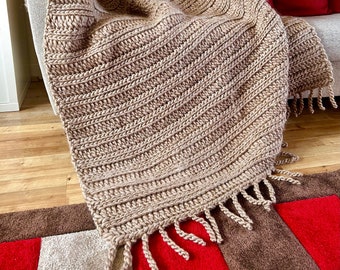 crochet blanket PDF crochet pattern/ crochet afghan/ crochet throw/ chunky crochet blanket/ knit-look chunky blanket/ cozy knit blanket