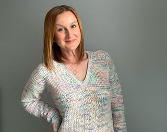 Crochet Sweater Pattern For Women | PDF download | 9 sizes | XS-5XL (31.5-63" Chest) | V neckline | Easy Beginner friendly crochet