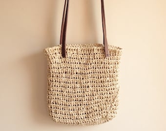 summer crochet bag pattern/ crochet raffia summer bag/ crochet bag pattern/ crochet tote pattern/ raffia tote/ summer straw bag pattern/