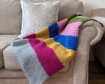 Crochet Cottage Blanket/ crochet blanket pattern/ easy crochet blanket pattern/ textured crochet throw