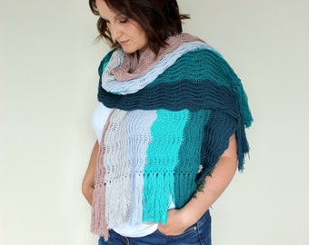crochet wrap PDF pattern/ crochet shawl/ crochet scarf/ crochet accessory/ crochet pattern PDF/ ripple crochet wrap/ wavy crochet shawl