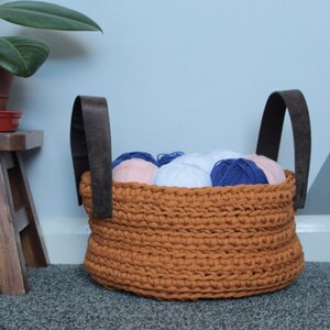 chunky crochet basket/ t-shirt yarn basket/ crochet t-shirt yarn basket/ chunky basket/ chunky crochet basket pattern image 6