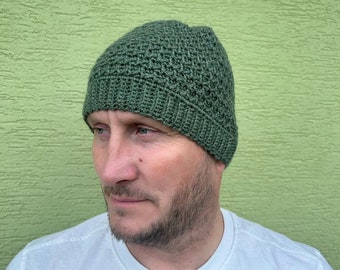 men's crochet beanie PDF crochet pattern/ crochet hat for men/ men's crochet hat/ men's crochet toque/ instant download crochet pattern
