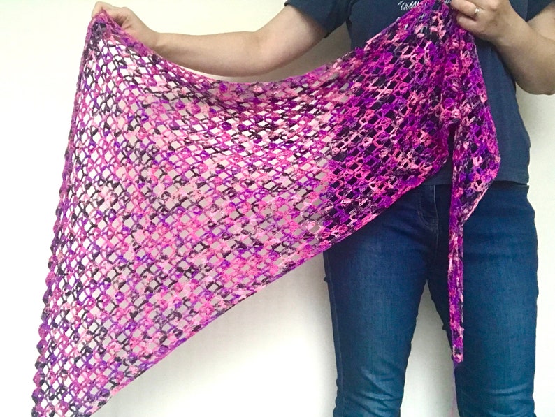 lace crochet shawl PDF pattern/ scarf/ wrap/ neck accessory/ handmade/ diamonds for flora shawl/ hand dyed yarn image 1