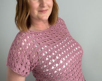 Lace Crochet T-Shirt Top Pattern: Beginner Friendly XS-5XL (PDF Download)