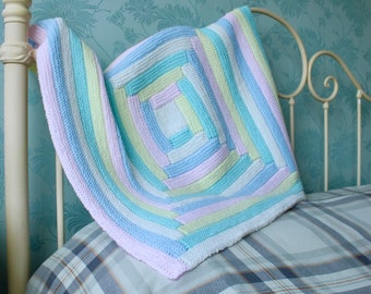 Tunisian crochet baby blanket crochet pattern PDF / Tunisian log cabin style baby blanket / 33 x 33 inches baby crochet blanket pattern
