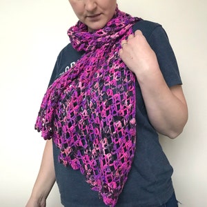 lace crochet shawl PDF pattern/ scarf/ wrap/ neck accessory/ handmade/ diamonds for flora shawl/ hand dyed yarn image 4