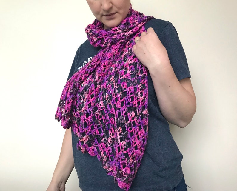 lace crochet shawl PDF pattern/ scarf/ wrap/ neck accessory/ handmade/ diamonds for flora shawl/ hand dyed yarn image 4