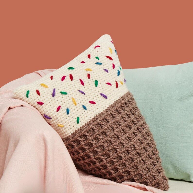 crochet ice cream cushion crochet pillow crochet ice cream pillow crochet waffle cone cushion pattern PDF
