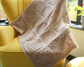Lace Crochet Granny Square Blanket Pattern: PDF + Video Tutorial