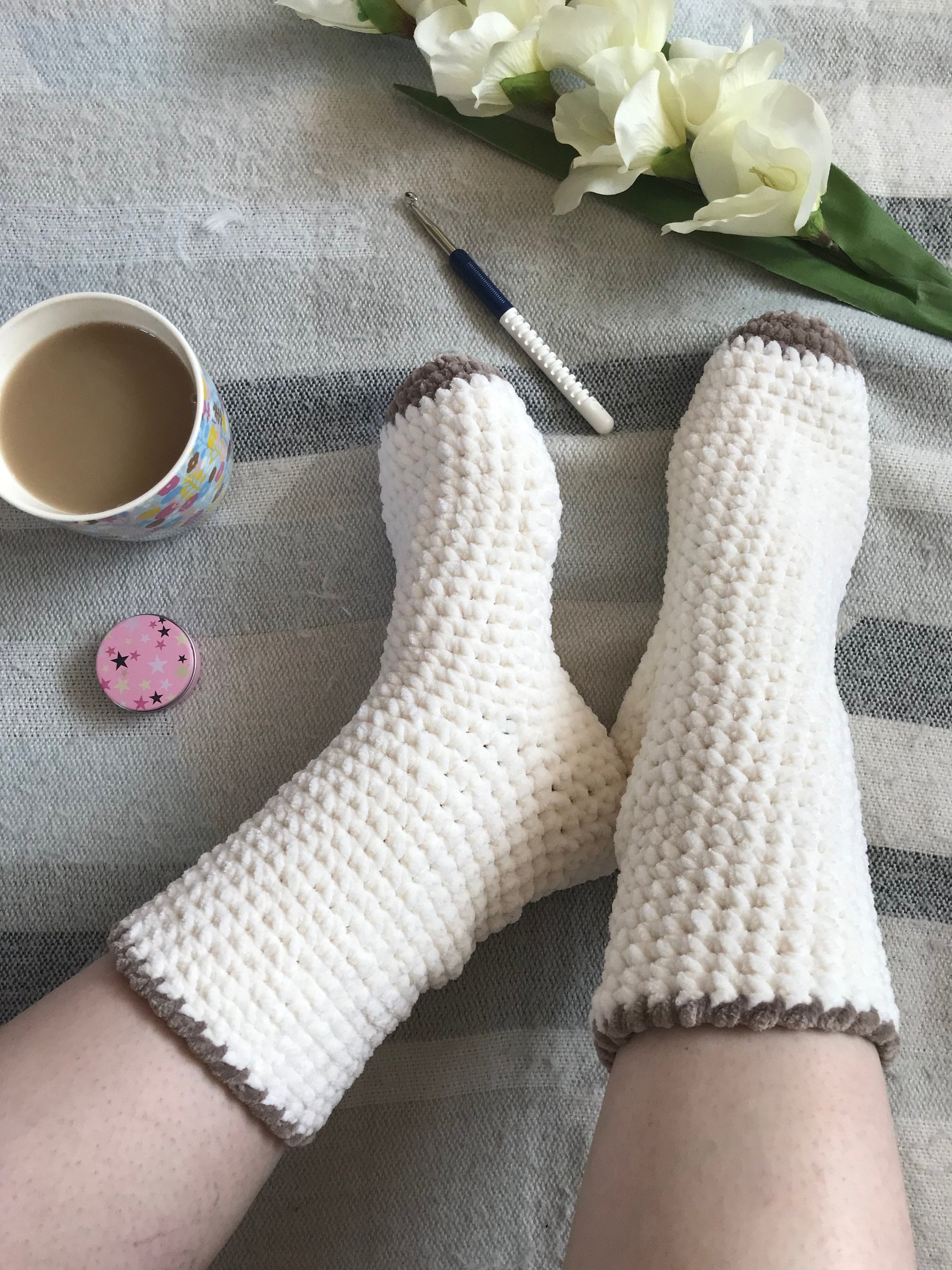 Chenille Bed Socks Crochet Pattern/ Crochet Socks Pattern/ Etsy Canada