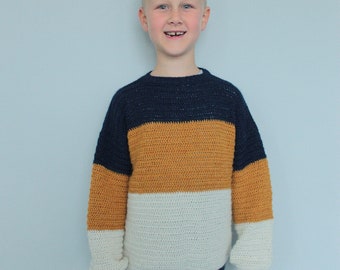 Crochet Kids Pullover PDF Pattern, Beginner Sweater PDF Download