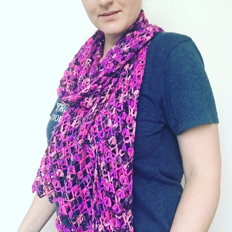 lace crochet shawl PDF pattern/ scarf/ wrap/ neck accessory/ handmade/ diamonds for flora shawl/ hand dyed yarn image 2