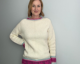 Crochet Heart Sweater Pattern, Women's Sizes XS-3XL (Instant PDF Download)