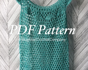 Crochet Summer Vest Pattern, Lacy Blouse Top (PDF Pattern)