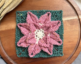 crochet granny square with 3d flower PDF crochet pattern file / crochet granny square/ crochet flower afghan block/ crochet blanket block