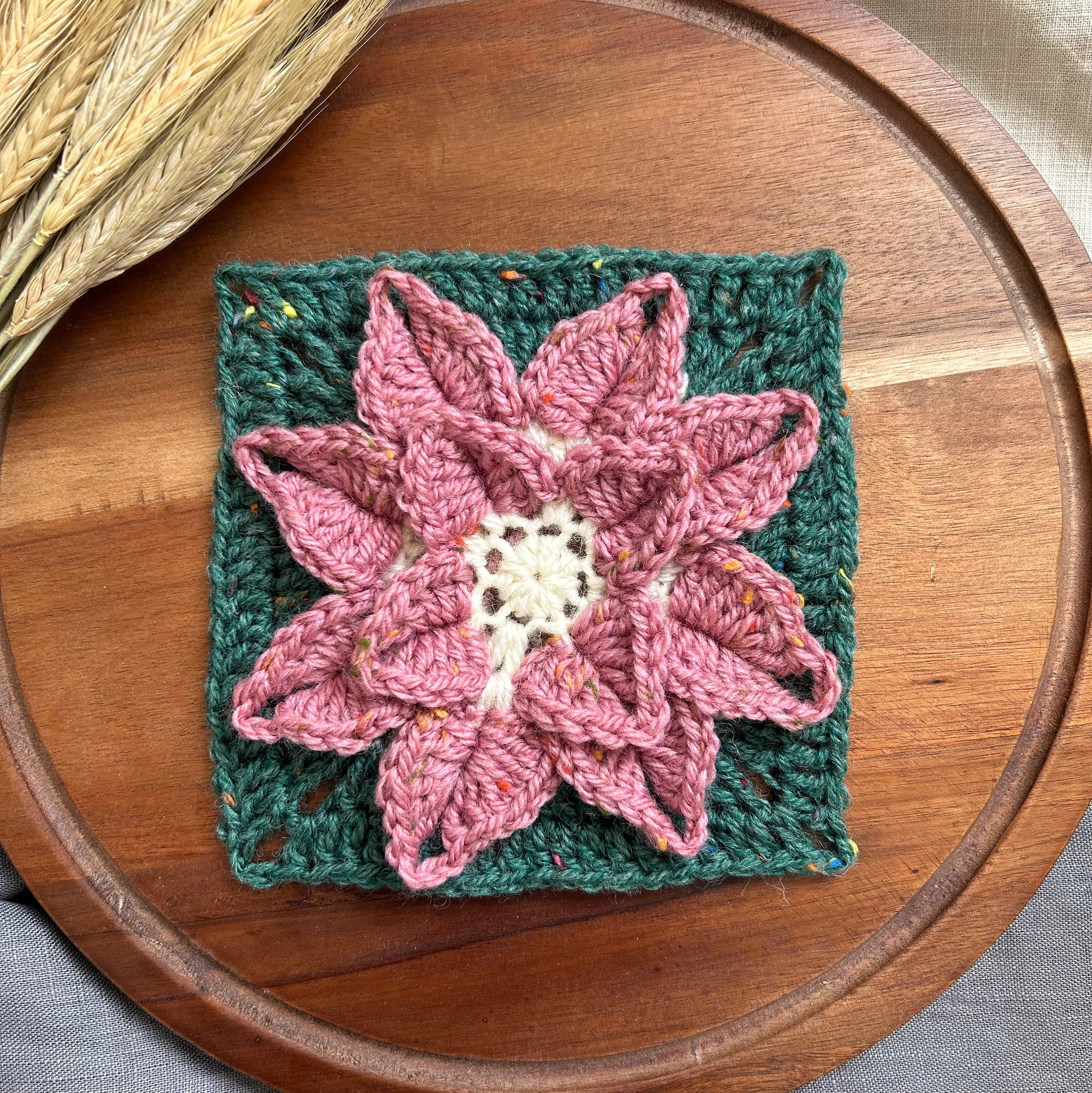 6 3D Crochet Patterns for Texture, Shape, and Standout Handmade Projects 6 crochet granny square with 3d flower crochet