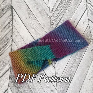 Crochet Ear Warmer Crochet Headband Tunisian Crochet Earwarmer Cross over earwarmer bow headband crochet pattern winter headwear handmade