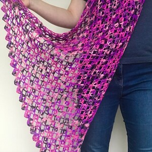 lace crochet shawl PDF pattern/ scarf/ wrap/ neck accessory/ handmade/ diamonds for flora shawl/ hand dyed yarn image 3