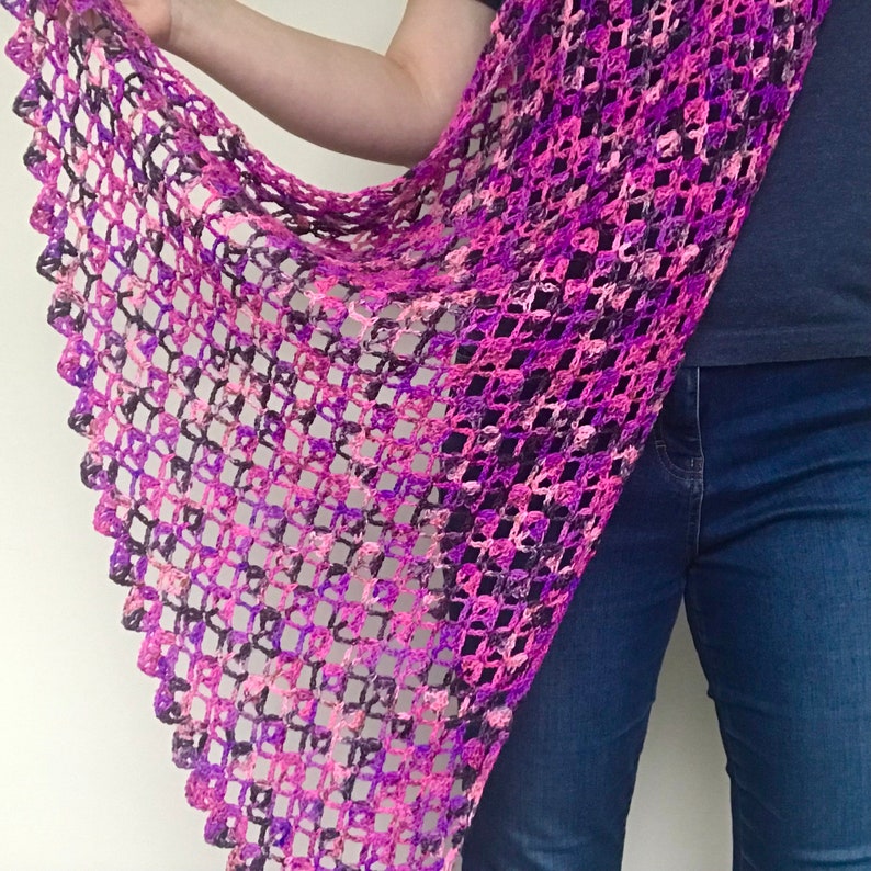 lace crochet shawl PDF pattern/ scarf/ wrap/ neck accessory/ handmade/ diamonds for flora shawl/ hand dyed yarn image 3