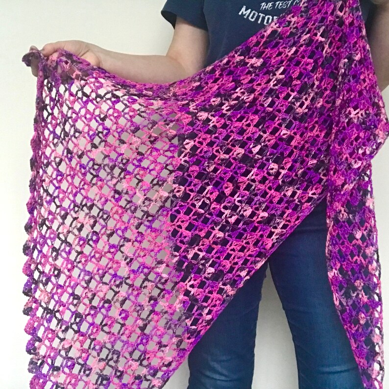 lace crochet shawl PDF pattern/ scarf/ wrap/ neck accessory/ handmade/ diamonds for flora shawl/ hand dyed yarn image 5