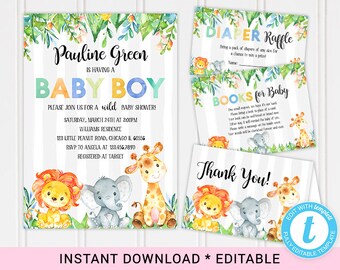 safari baby shower invitation etsy