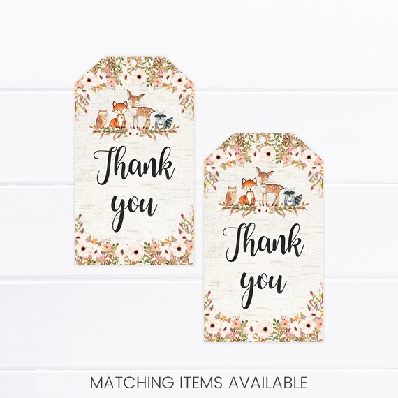 woodland thank you tags