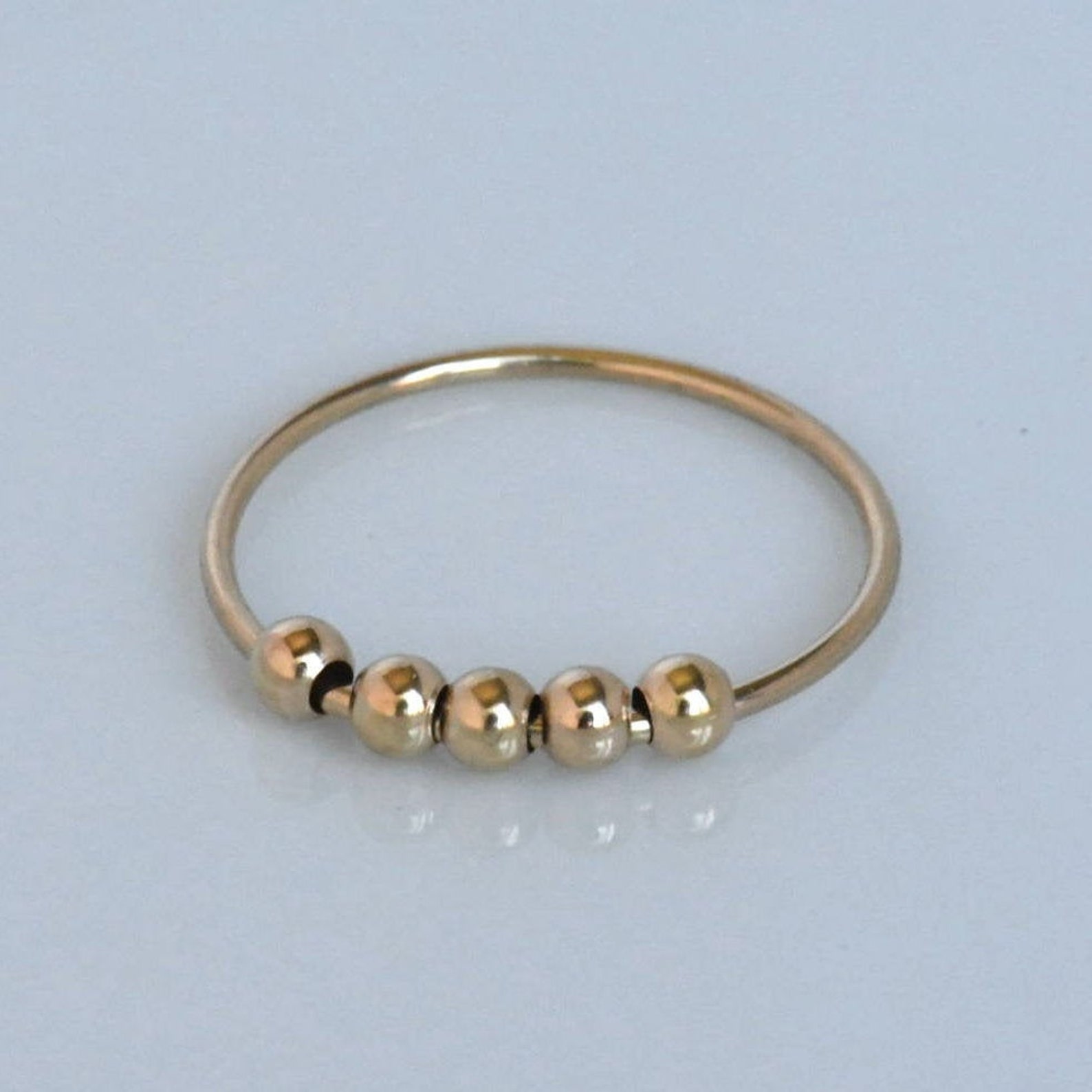 Anxiety Ring with Five Beads/stackable Ring/ Thin Stacking Etsy