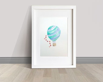 Hot Air Balloon Watercolor (Original)