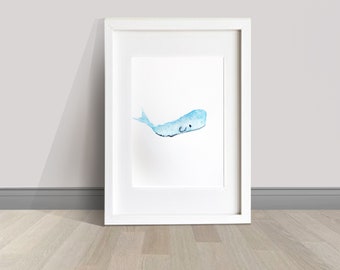 Original watercolor- Whale