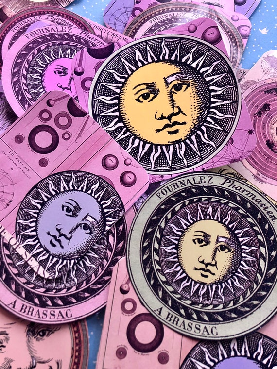 Pretty Zodiac Celestial Stickers. Vintage Style Stickers for Your Journal,  Card Making, Scrap Book and More 